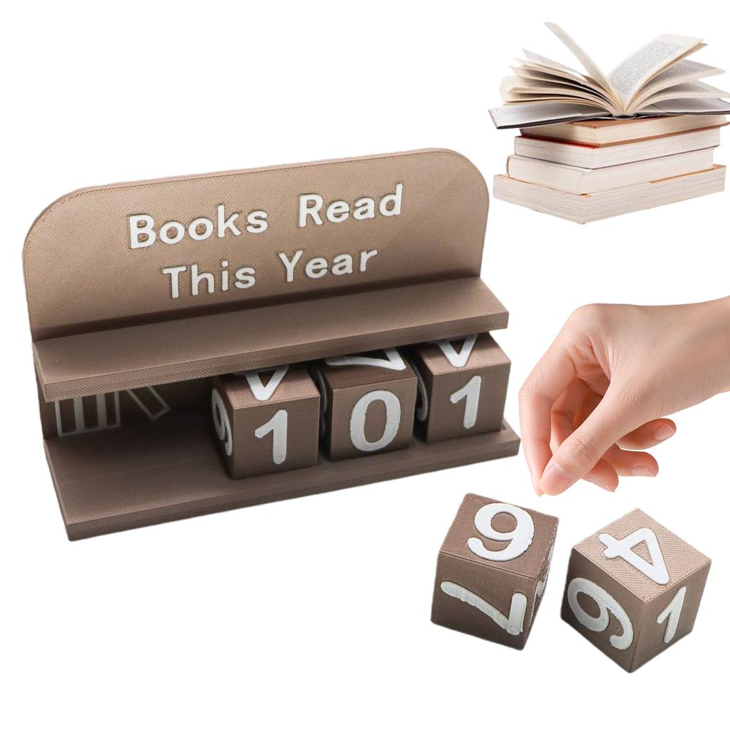 3D Printed Reading Tracker with Clear Text and Numbers Bookish Track Shelf Ornament for Desk Office Bookshelf Decoration