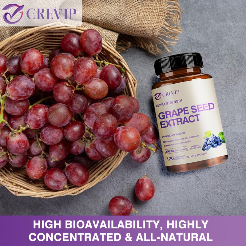 GREVIP High-Efficiency Grape Seed Extract, All-Natural Formula, Antioxidant and Heart-Protecting