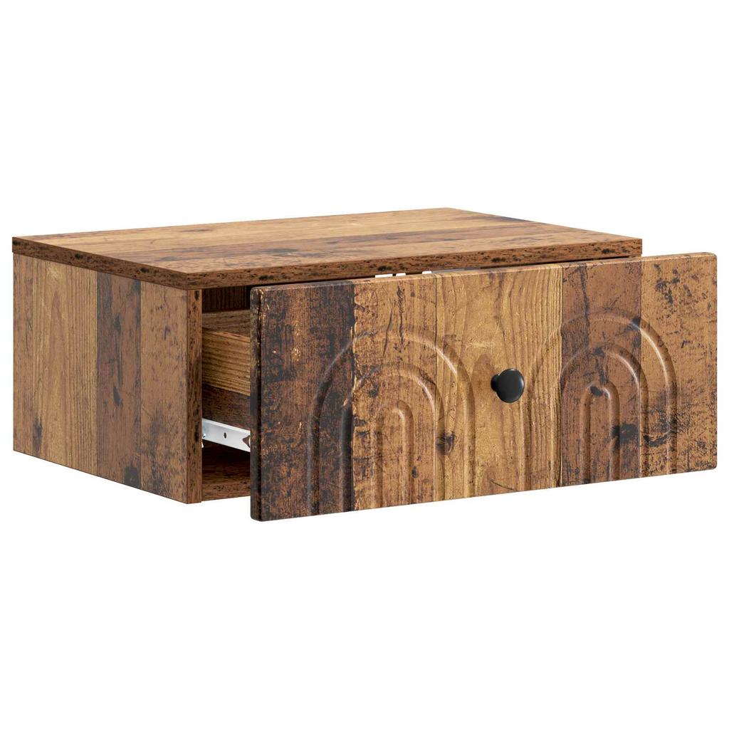 Wall Mounted Nightstand Reclaimed Wood Look 49 x 34.5 x 20 cm