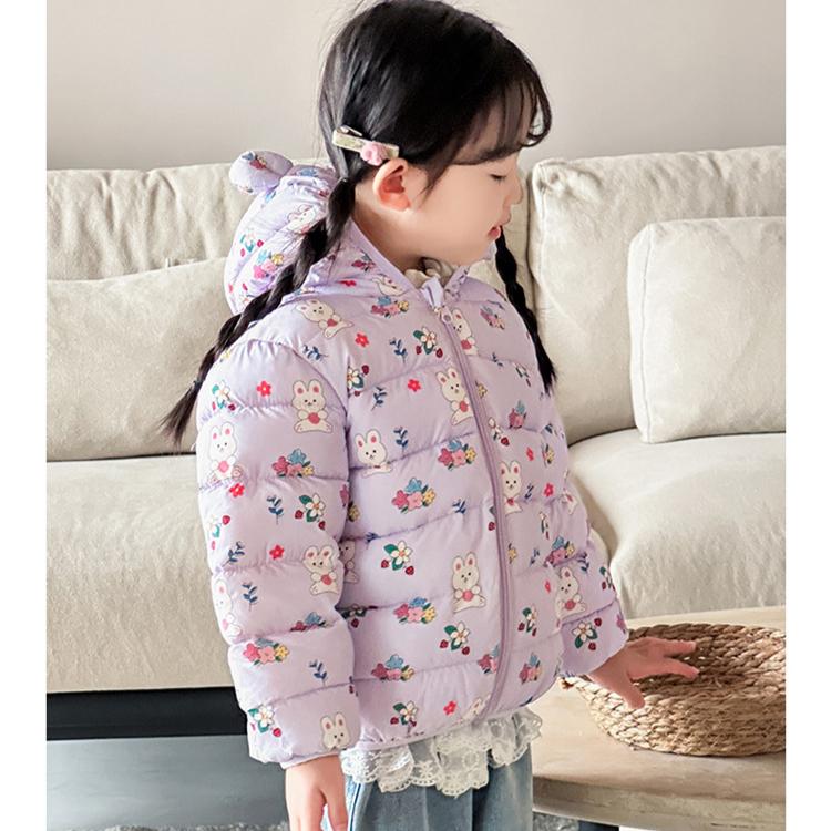 Mode Mädchen warme baumwollgepolsterte Kleidung koreanischer Stil Winter Baby Mädchen verdickte kurze baumwollgepolsterte Jacke Kinder Herbst niedliche Mäntel mit Blumendruck