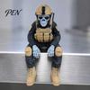 PLA Resin Soldier Model Skeleton Hero Shelf Sitter Ornament, 3D Printed Figurine, Tactical Gear Display Stand Gothic Warrior Sitting Statue