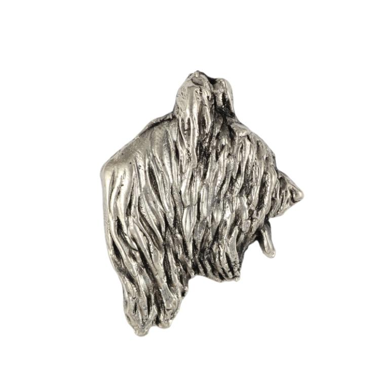 Briard, Berger de Brie  - Silver-plated dog brooch, elegant pin, jacket lapel decoration by Art-Dog brand