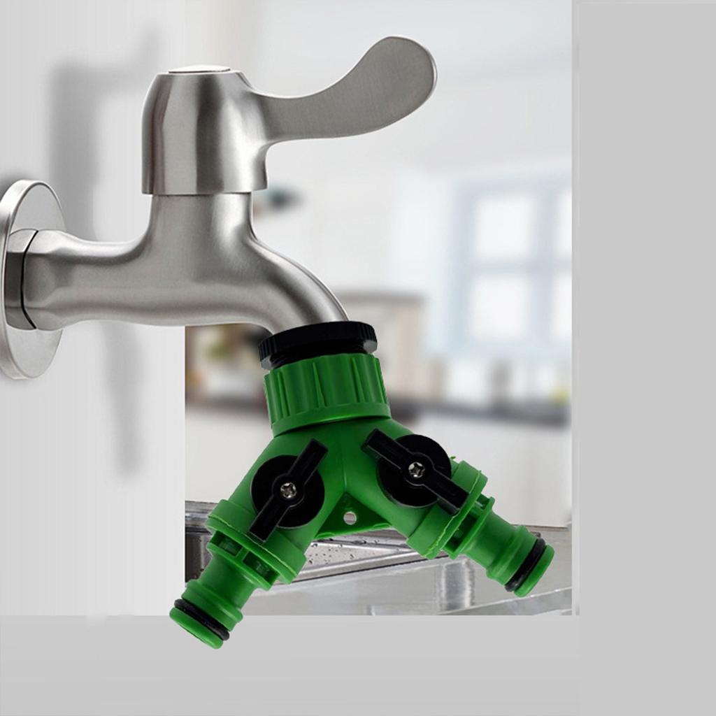 Splitter Connect Green Coupler G3/4 Female Thread Plastic Garden Hose Fitting With Tap Shut Off For Gardening Flower Beds Lawns Vegetables Car Washing