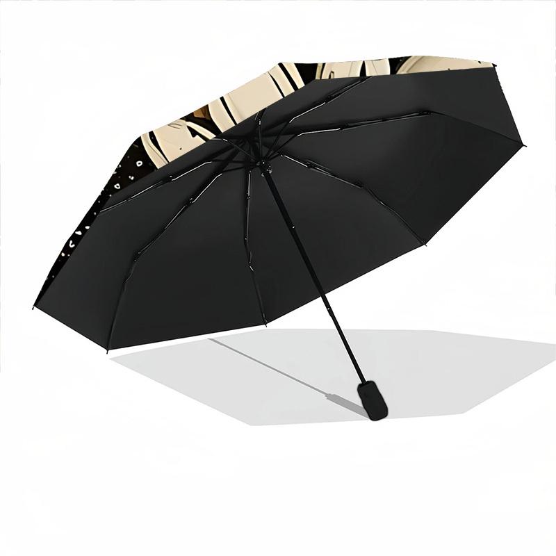 1pc Floral Leopard Automatic Folding Umbrella with 8-Rib Windproof Design, Portable Foldable Sunshade Umbrella For Halloween 127