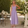 Yousheng Women's Halter Midi Dress, Summer Sleeveless Backless A-Line Long Dress, Square Neck Vacation Beach Sundress