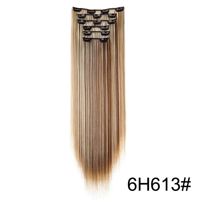 Synthetic 6pcs/set Long Straight Clip-in Hair Extension Invisible Seamless Extension Black Brown Hairpiece for Women 2028