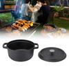 Cast Iron Pot Dual Loop Handle 24cm Uncoated Dutch Oven Flat Bottom for Soup Stew