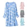 Spring Autumn Women Nightgown Round Neck Cartoon Printing Long Sleeves Loose Pullover