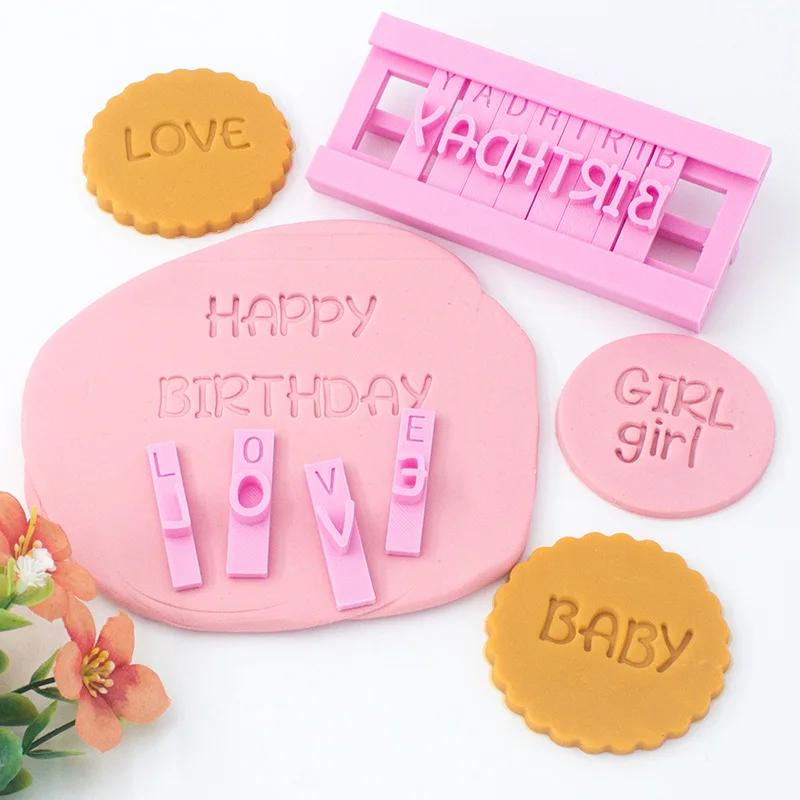 Alphabet A-Z Letter & Symbol Cookie Stamp Set Number Uppercase Letter Lowercase Letter Full Font Set Cake Clay Embosser Stamp