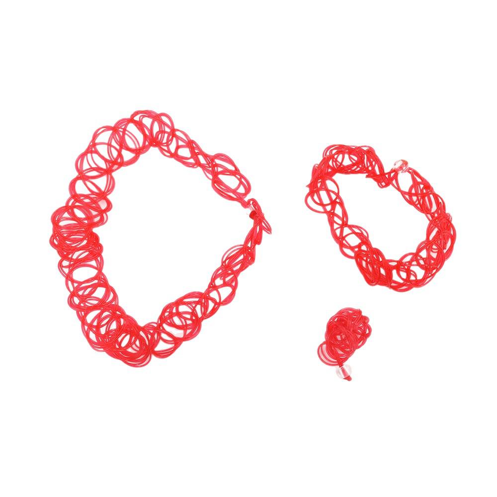 Handmade Retro Harajuku Woven Necklace, Bracelet, and Ring Set for Women