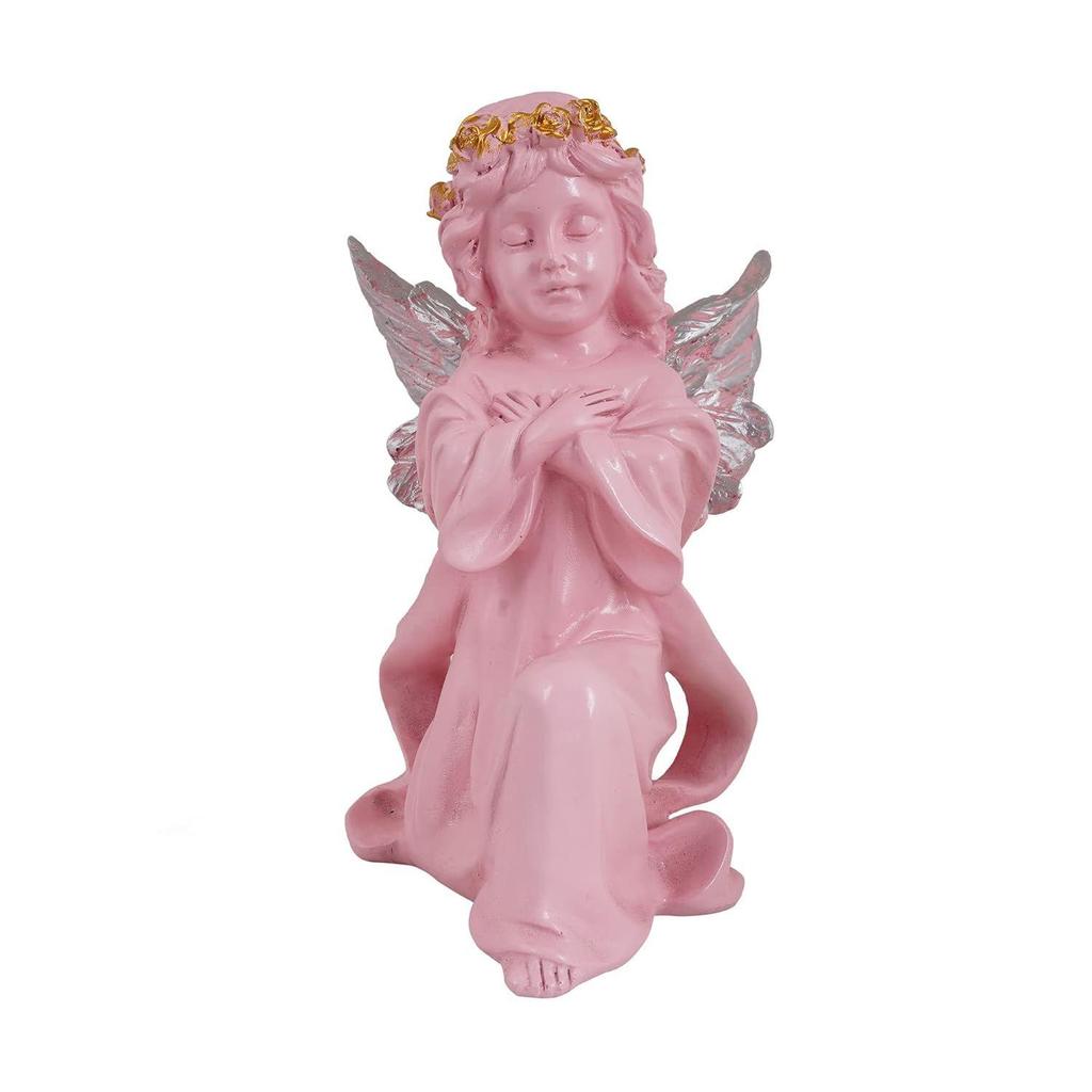 Home Decor Showpiece | Winged Girl Statue for Home Decor Item | Fairy Girl Statue for Home Shelves Decor Showpiece (Angel Pink BS)