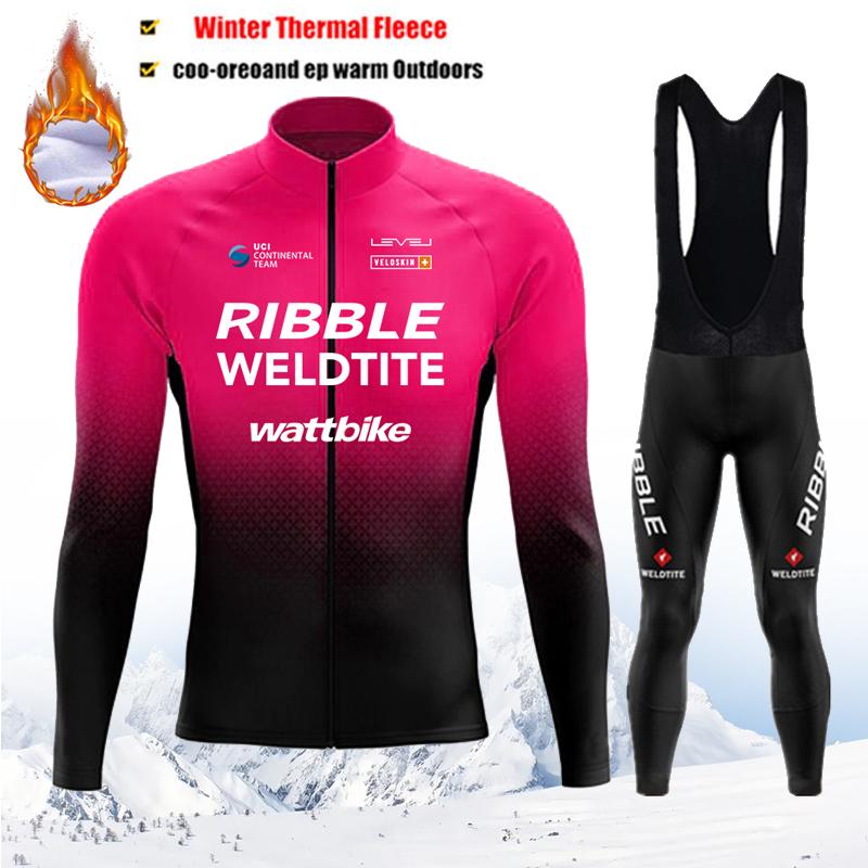 Winter Thermal Fleece Cycling Jersey Set Maillot Ropa Ciclismo Keep Warm MTB Bike Wear Bicycle Clothing Blue Cycling Set