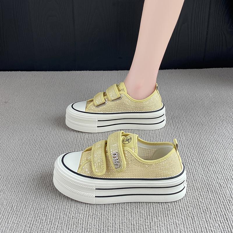 CRLAYDK Women's Mesh Slip On Skateboard Shoes Hook&Loop Summer Sneakers Breathable Casual Walking Tennis for Ladies