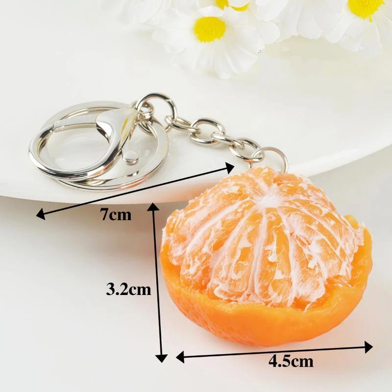 Simulated Peeled Tangerine Keychain Lifelike Design Sturdy Metal Clasp Bag Decor Key Holder Cute Gift For Fruit Lovers