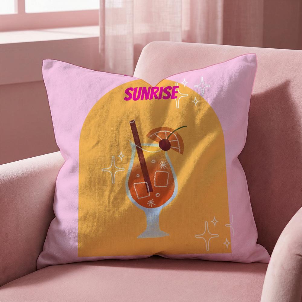 Tequila Sunrise Cocktail Kissenbezug Mehrzweck-Kissenbezug für Zuhause & Auto - Wendbar, Weich & Langlebig für den täglichen Gebrauch