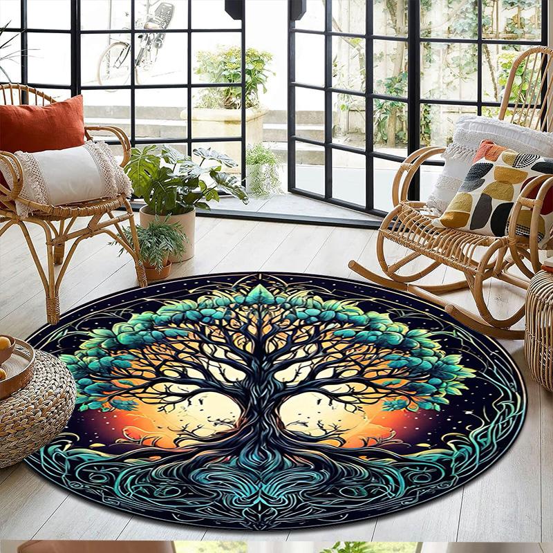 1Pc Tree of Life Circular Print Rug - home decoration Carpet For Living Room Bedroom Flooring Computer Chair Area Rug