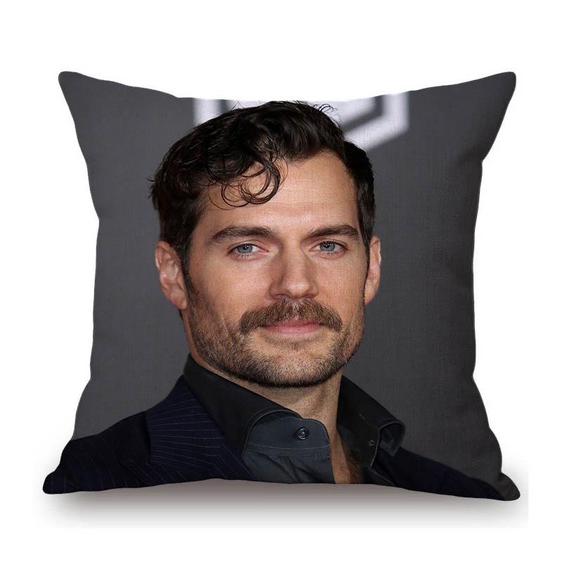 Sexy Handsome Super Star Henry Cavill Muscle Man Fans Gift Cotton Linen Sofa Throw Pillow Case Home Decoration Art Cushion Cover