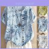 Damen Baumwoll-Leinen Blumenbluse mit kurzen Ärmeln für Sommerkomfort