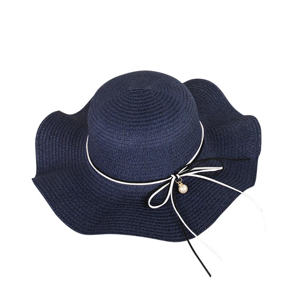 Women Summer Elegant Bowknot Pearl Beach Cap