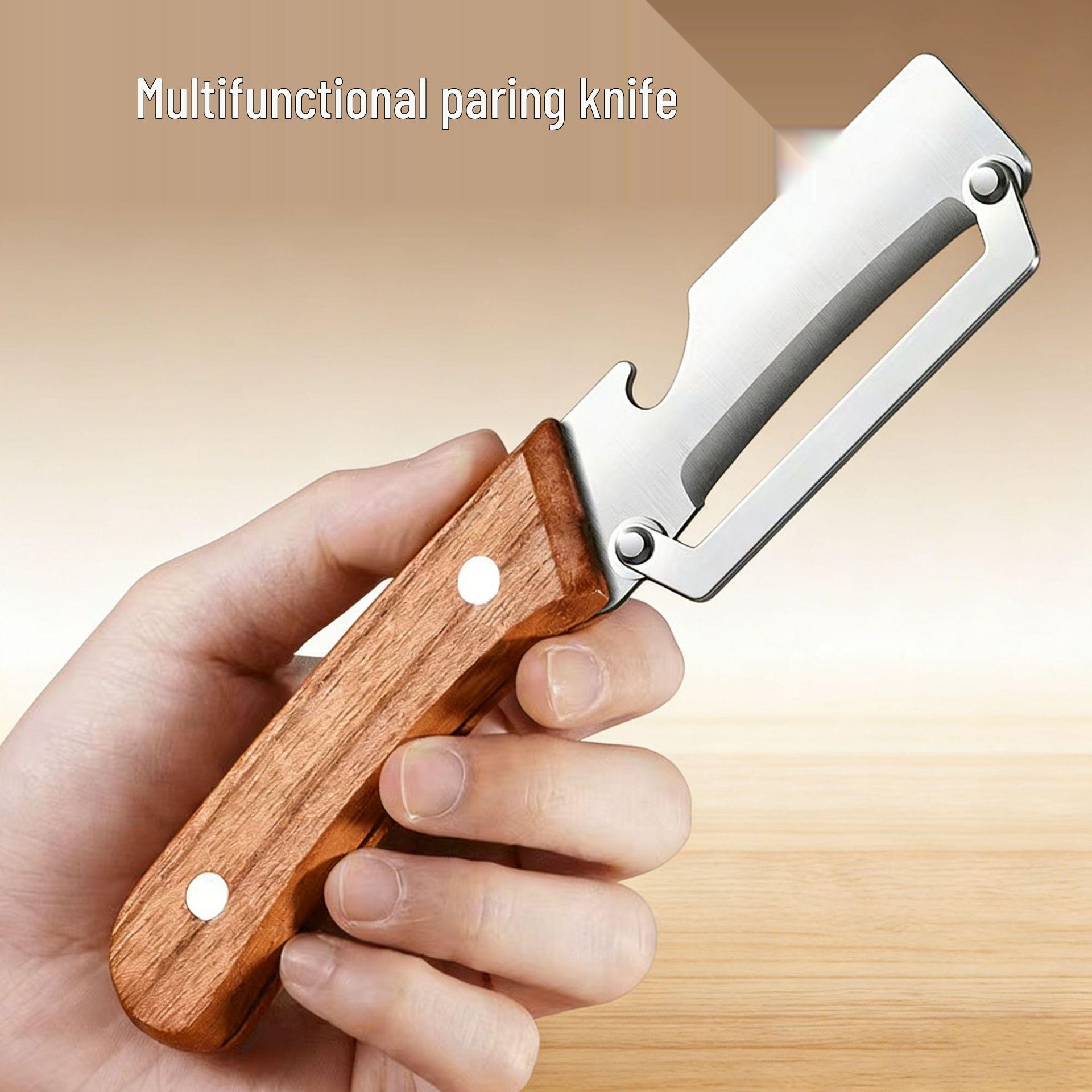 

Stainless Steel Multifunctional Peeler with Wooden Handle for Fruits and Sugar Cane