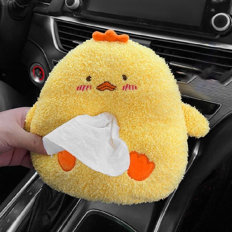 Plush Vehicle Tissue Dispenser Storage Holder Organizer No Tools Installation Multifunctional Auto Interior Decoration