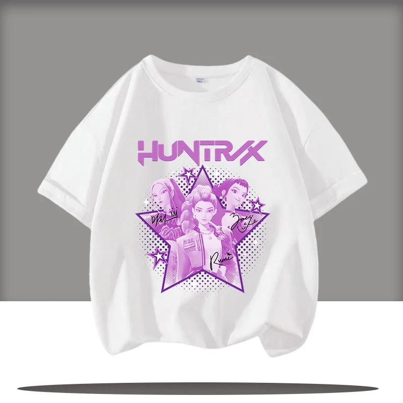 KPop Devil Hunter Cartoon Anime Peripheral Printed Children's Round Neck Fashionable Comfortable Girls' T-shirt