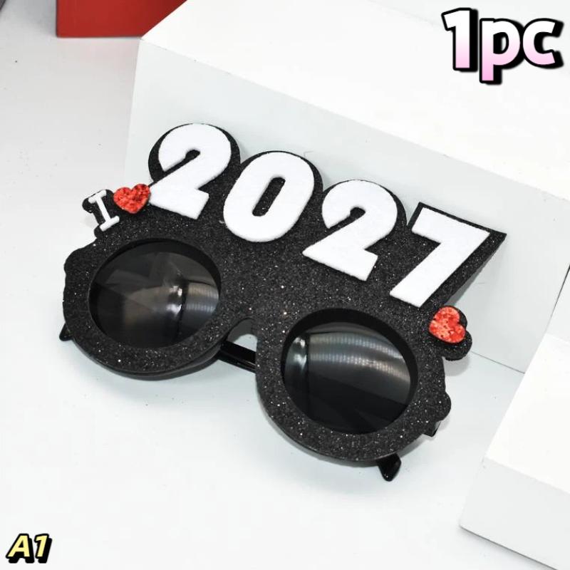 [HGS]2027 Number Eyeglasses Happy New Year Glasses Diamond Glitter Sunglasses Cosplay Prop Xmas Party Decoration Funny Glasses