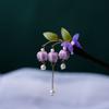 Ancient Style Magnolia Hairpin Artificial Transparent Glass Flower Tassel Hair Stick Wooden Simple Updo Hairpin New Year Gifts