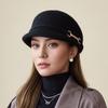 Vlněný baret Dámský podzimní a zimní retro cylindr klobouk módní kupolovitý vlněný jezdecký klobouk