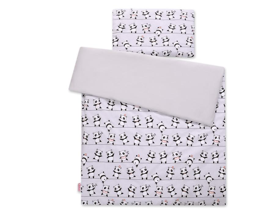 Double-sided 2-piece cotton children's bedding - gray pandas