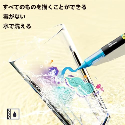 ENMY 60-Color Set of Direct-Ink Acrylic Markers, Water-Based, Brush Pens for Art, Manga, Fabric, Knitting, Canvas, Glass, Wood, and Textiles