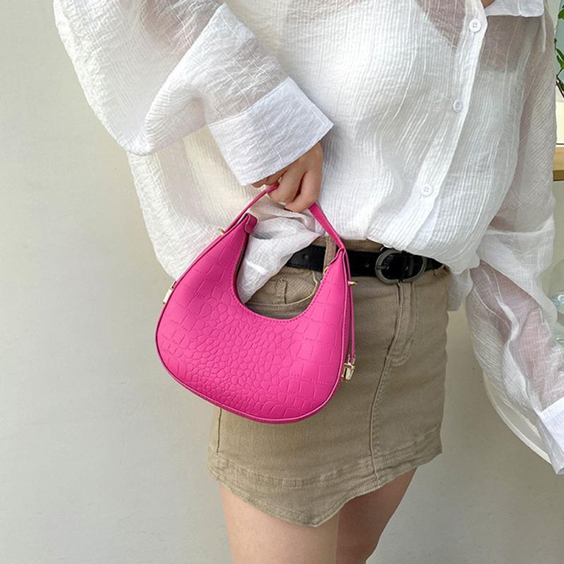 Shoulder Bags For Women Solid Color Trendy Simple Cute Tote Handbag With Zipper Closure