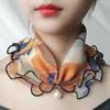 Neck Collar Print Shiny Variety Loop Scarf Ruffle Lace Scarf Pearl Pendant Organza Chiffon Scarves Bandana Headband
