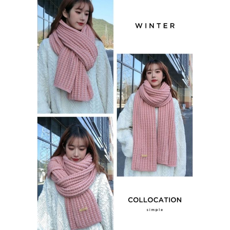 Warm Knitted Yarn Scarf Fashion Thick Yarns Long Scarf Neck Gaiter Outdoor Neck Scarf Wrap Accessory for Winter Warmth