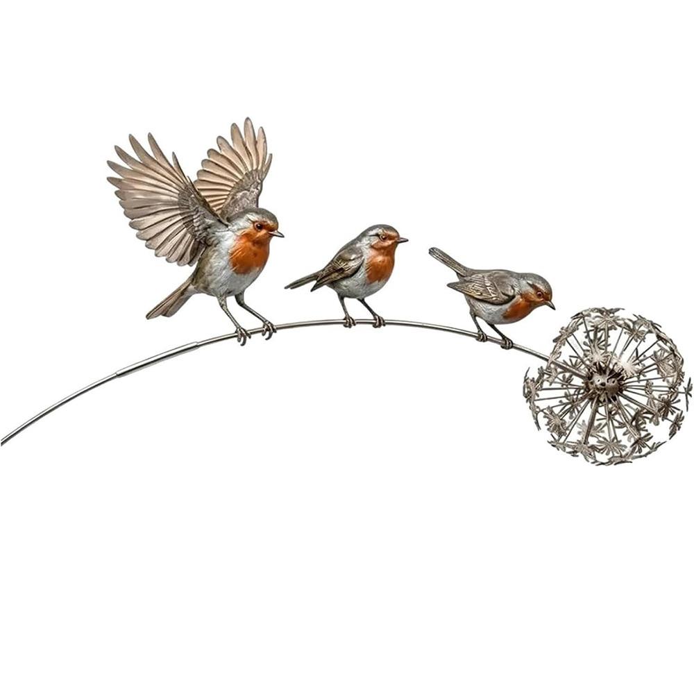 Robin Bird Garden Stake Metal Robin Yard Ornament Gifts Robin Garden Stake Garden Bird Decor Style 1