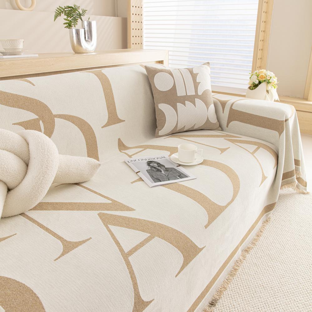 Letter Modern Simple Sofa Cover Cloth Four Seasons Universal Sofa Towel Non-Slip Full Cover Blanket Anti-Scratching Sofa Cover