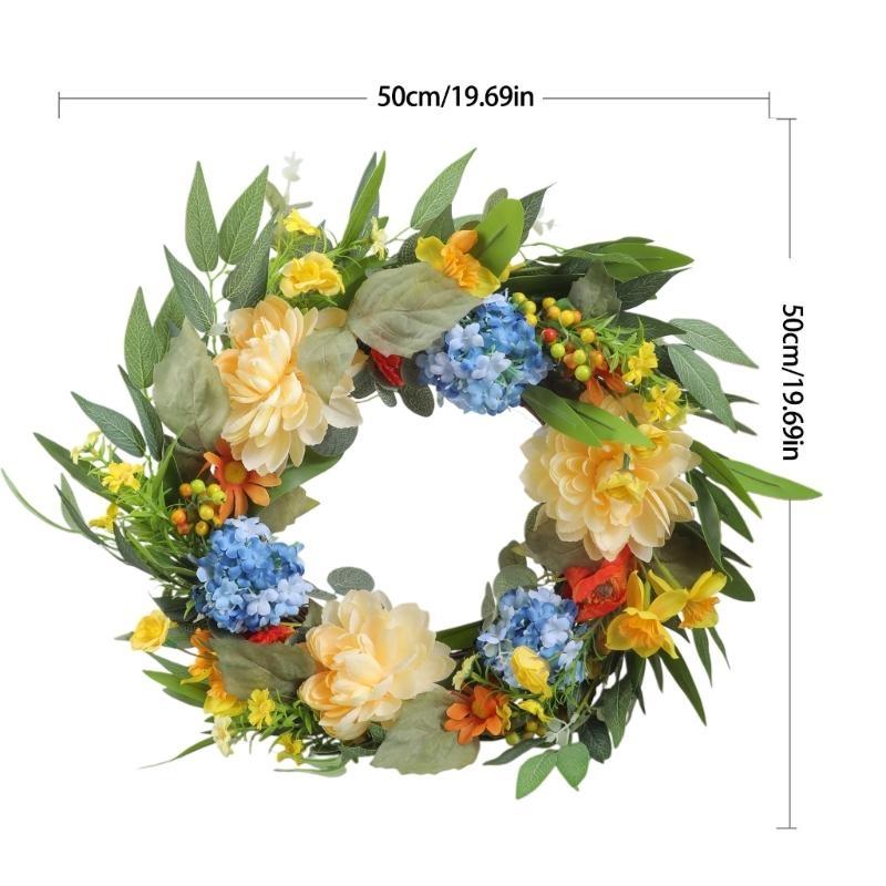 

J0MC 50cm Elegant Door Wreath Silk Flower Summer Spring Wreath Theme Party Decors China Mainland