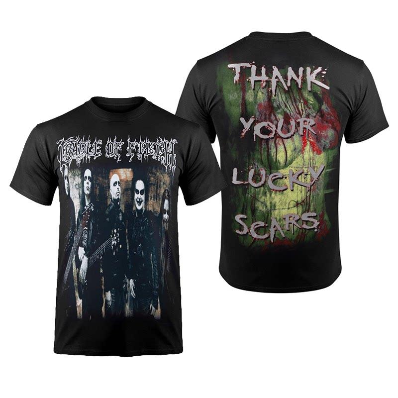 Retro Cradle of Filth Band's Extreme Gothic Black Metal Rock Dark American Short-sleeved T-shirt