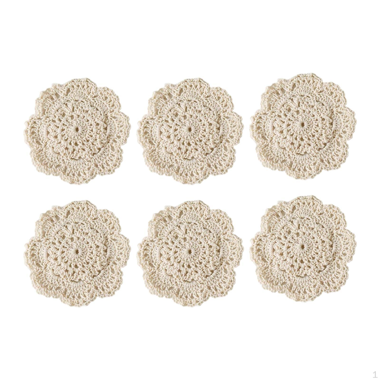 

6 шт. хлопчатобумажные вязаные крючком подставки под стаканы коврики для стола коврики для вечеринки белый