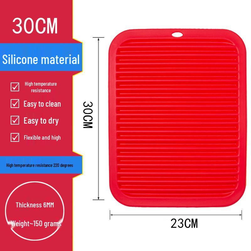 Rectangular Non-Slip Silicone Heat-Resistant Dining Table Mat: Waterproof, Oil-Proof, Scald-Proof, Thickened for Kitchen and Casseroles красный
