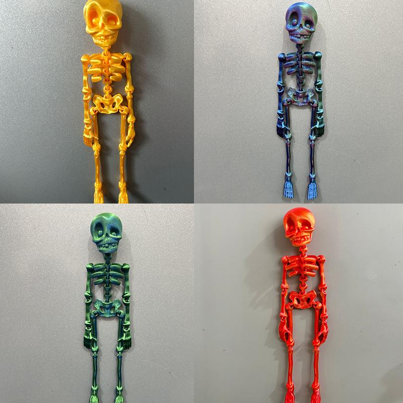 Poseable Skeleton Fridge Magnet 3D Printed Articulated Skeleton Decor Halloween Horror Luminous Skull Magnet Fridge Sticker