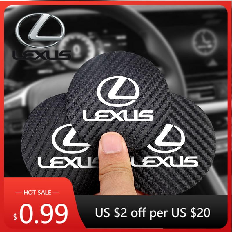 Interior Stickers 2Pcs Car Coasters Water Cup Mats Waterproof Slot Pads For Lexus IS250 IS220d NX300h RX450h IS300h Ct200h UX250