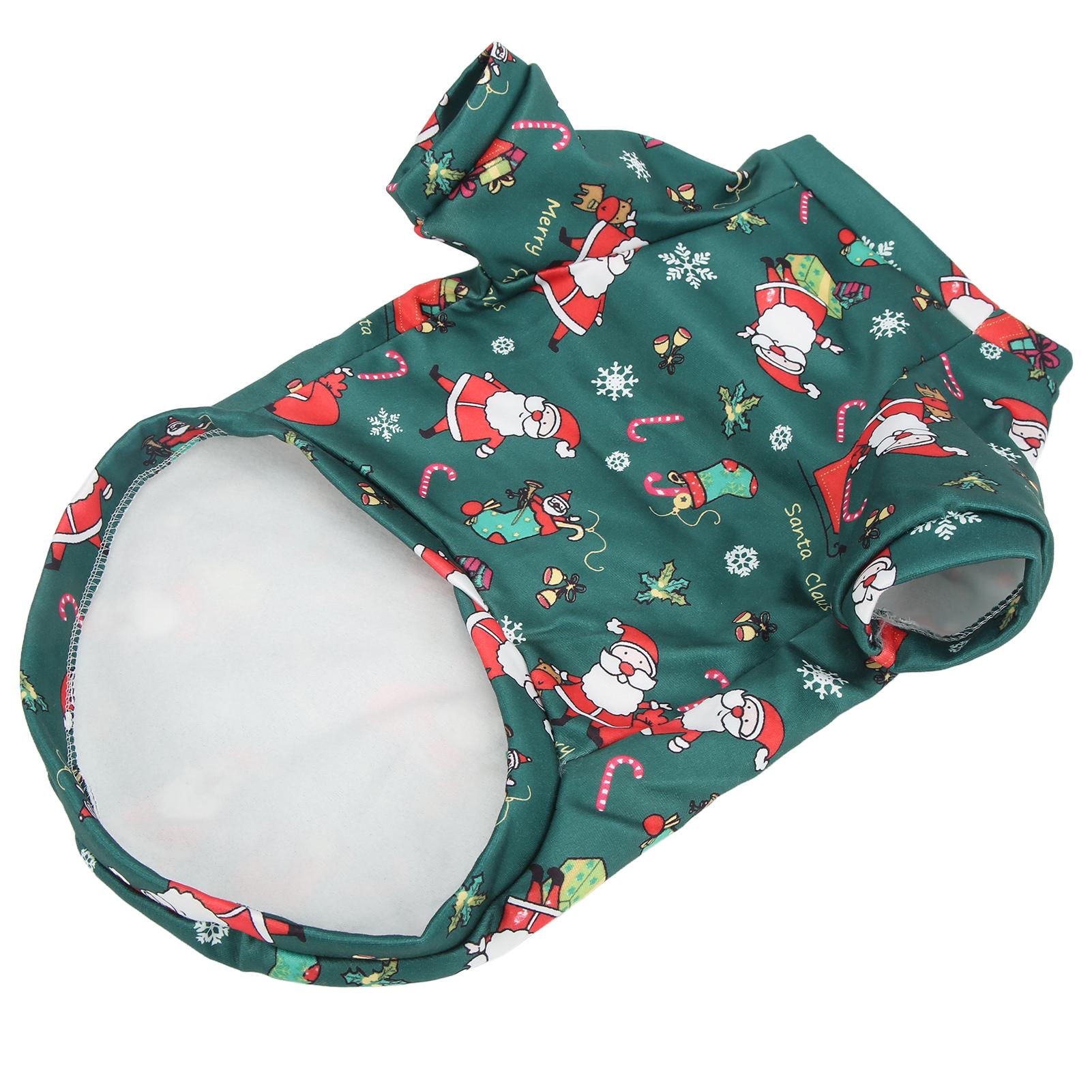 

Pet Sweater Clothes Breathable Green Santa Adorable Cartoon Printing Warm Dog Christmas Clothes for Small PetXS XS