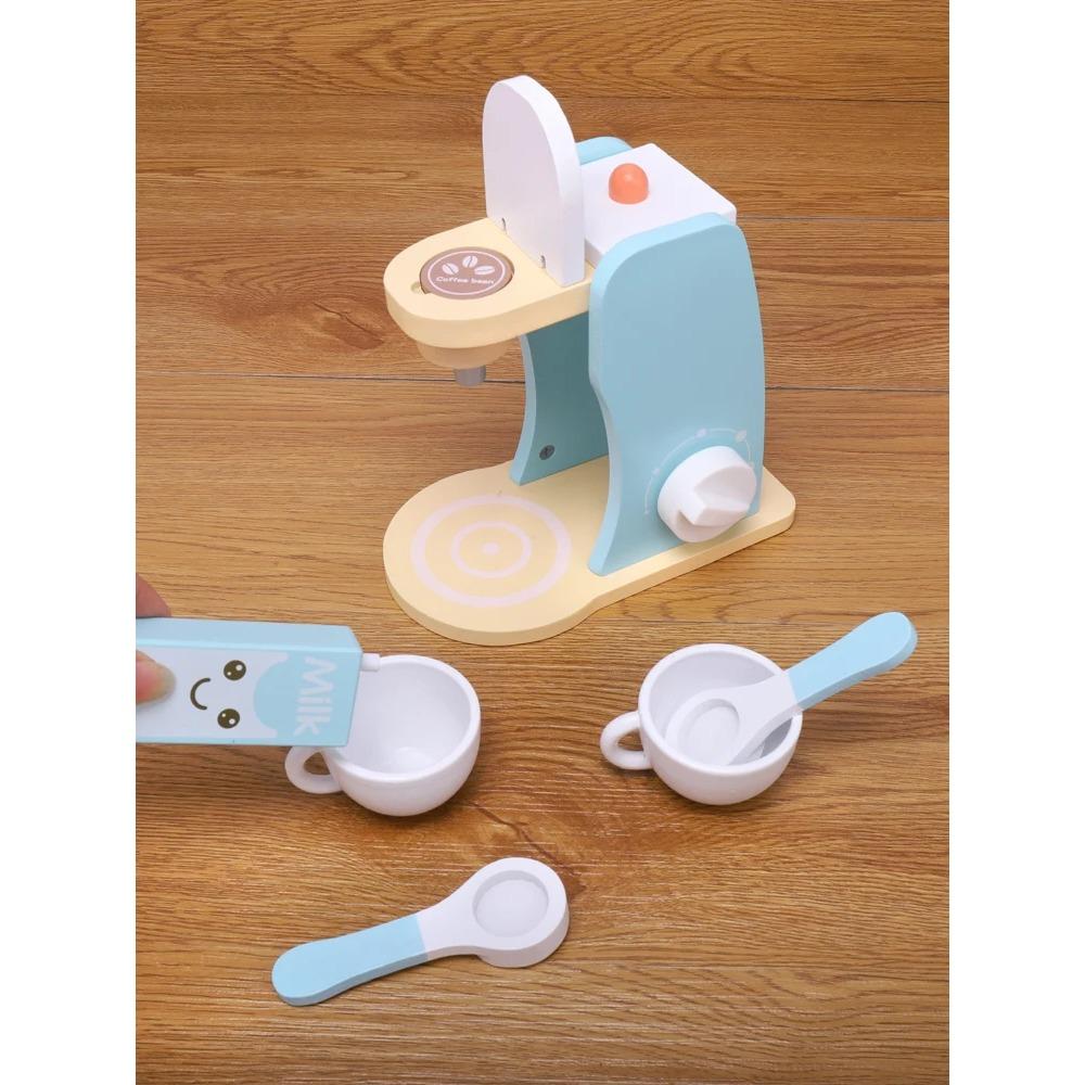 Wooden Kitchen Pretend Play Toy Simulation Wooden Coffee Machine Baby Early Learning Educational Toys