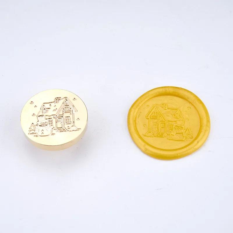 Siegellack Siegel Weihnachtsserie Siegel Dunhu Feuerfarbe Siegel Kupferkopf Massiv Messing Schnitzen Wachsgranulat