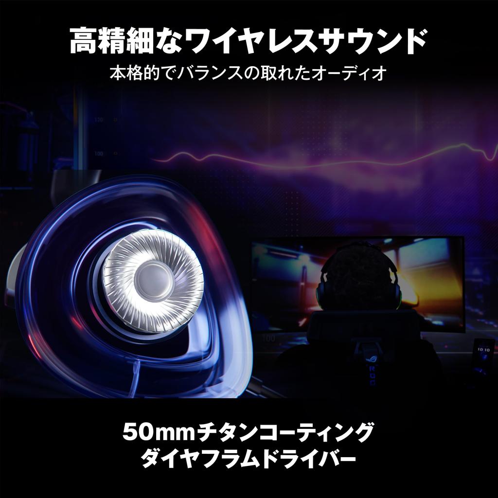 ASUS ROG DELTA II Gaming Up to 110 Hours of Battery Lightweight at Officially Licensed in Japan Headset, Life, 318g,
