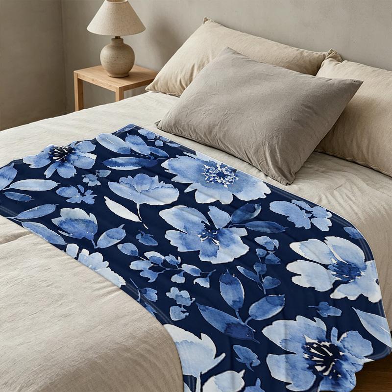 Lightweight Watercolor Floral Fleece Blanket Soft, Warm & Cozy, Perfect for Home Couch, Car, Halloween & Christmas Use