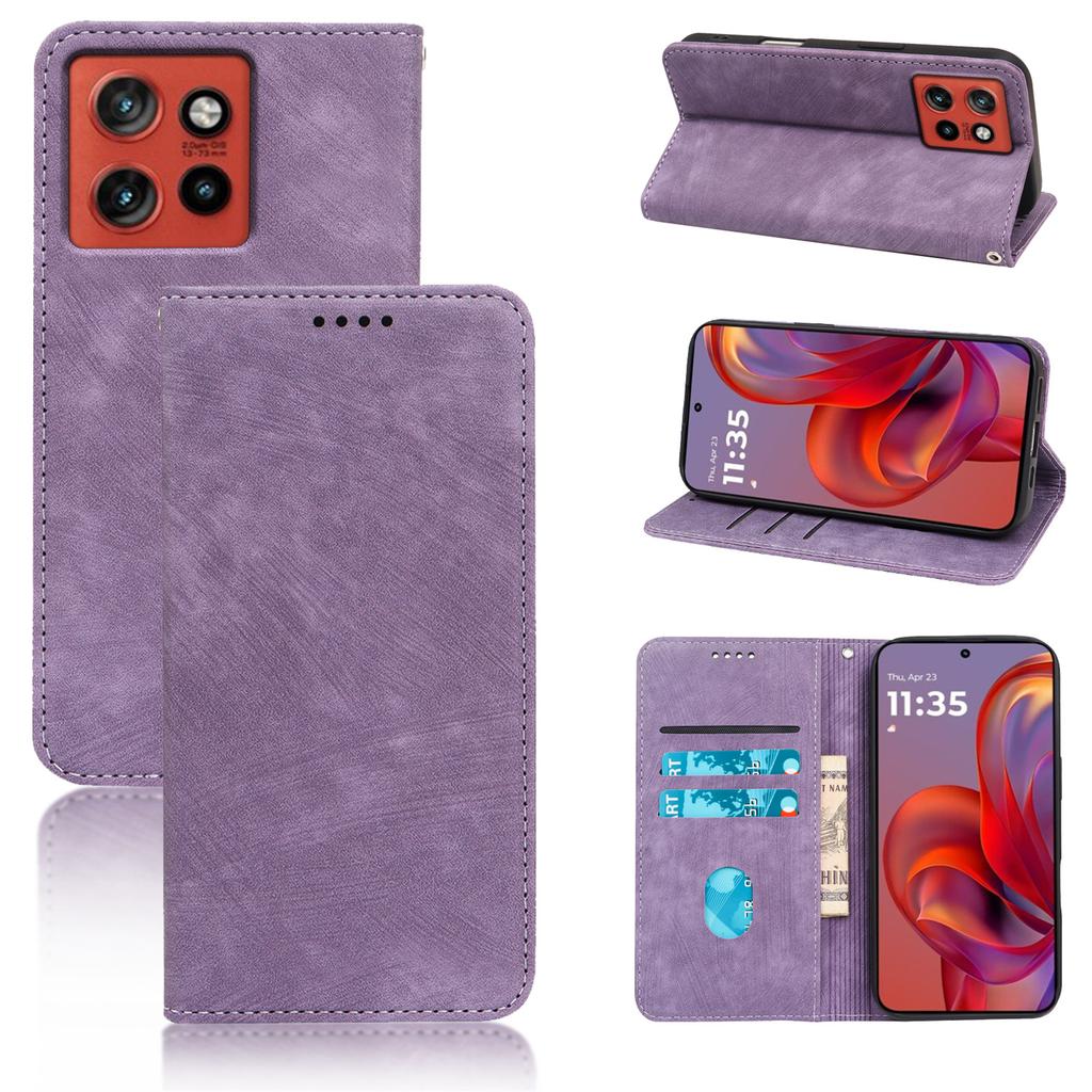 Phone Case For Motorola Edge 50 Neo 5G/Moto S50 5G/ThinkPhone 25 5G ,Strong Magnetic Leather Wallet Cover with Striped Texture