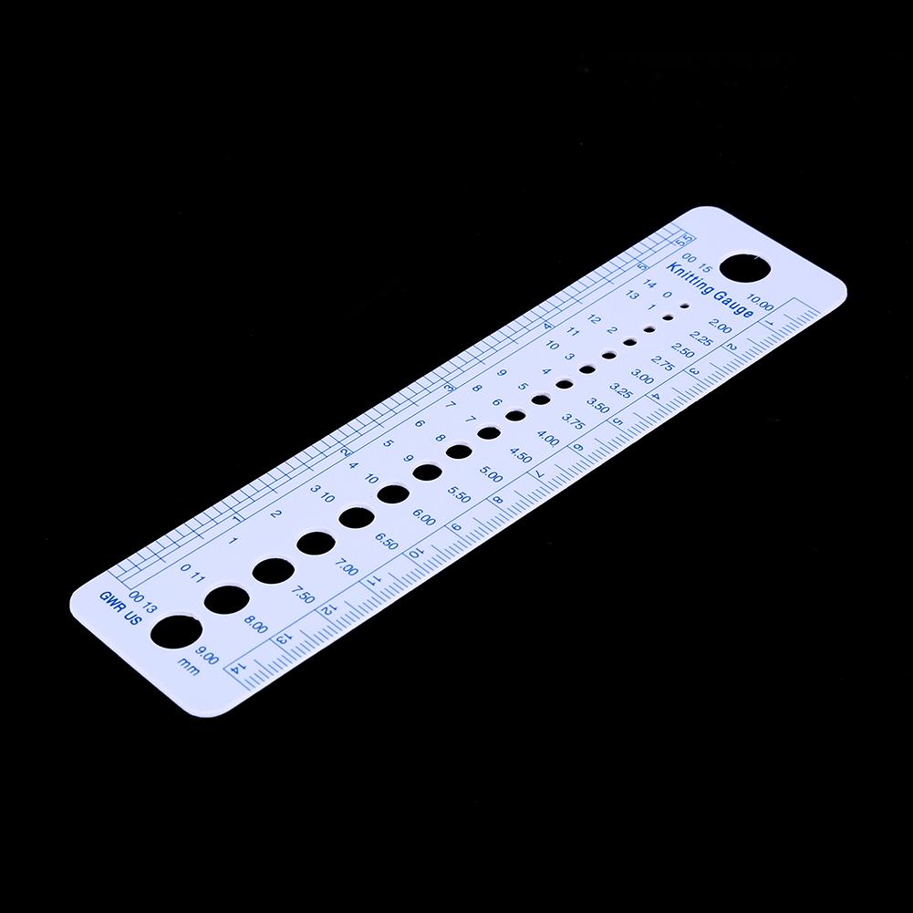 Plastic Knitting Needle Gauge Ruler Inch Cm Sewing Tools US UK Canada Sizes 2 10mm