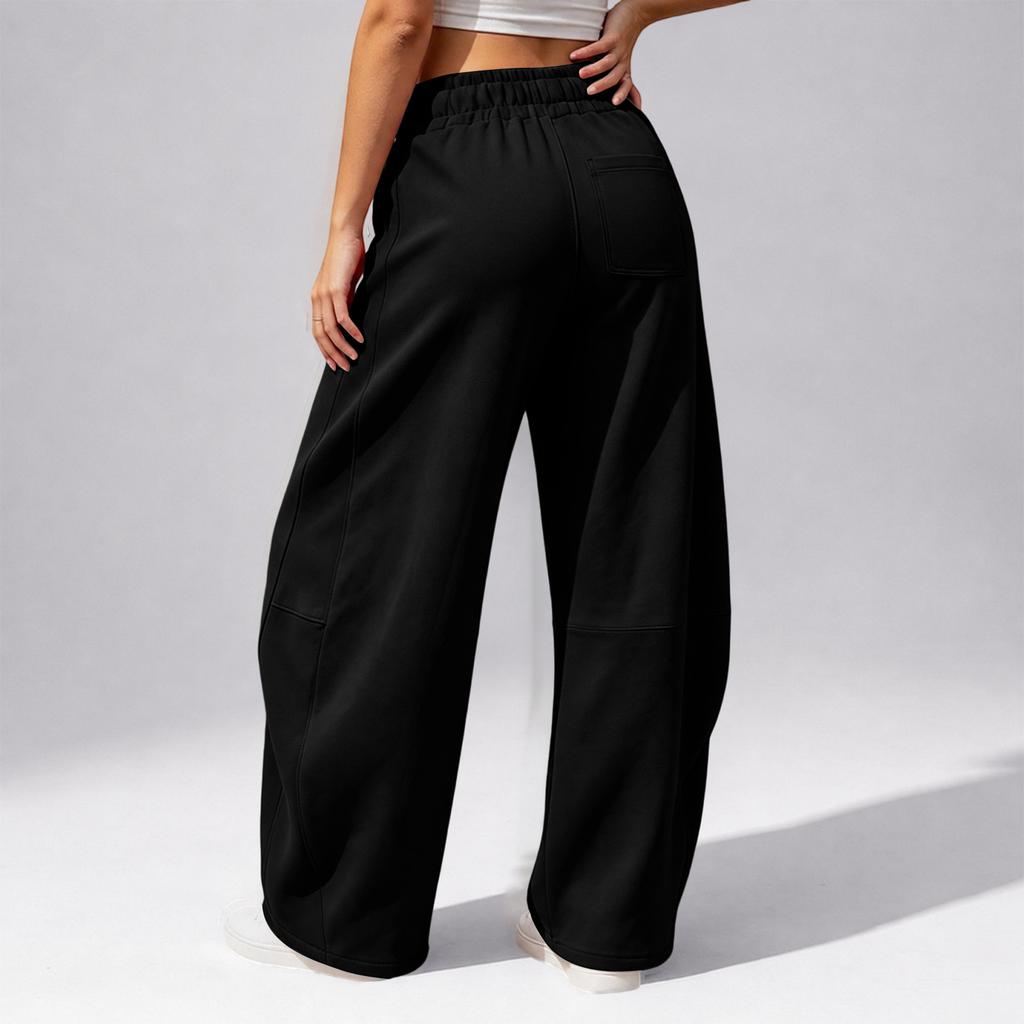 Women's Color Casual Lined Wide Leg Sweatpants with Pockets and